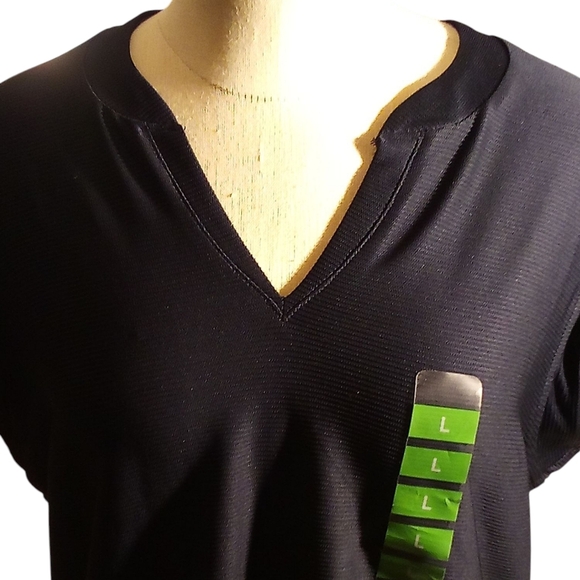 RBX - Flutter Sleeve, Split neck,  UPF 50+, Ribbed Women's Large Navy Blue Top - Picture 12 of 15